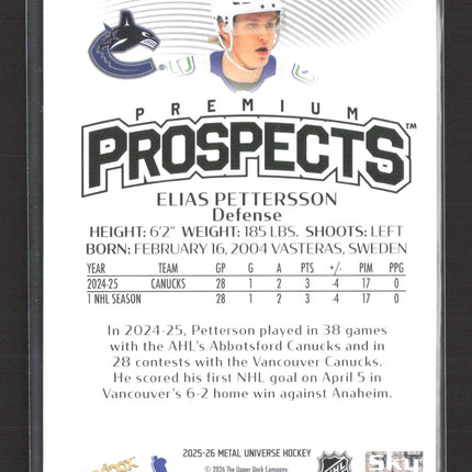 2026 SkyBox Metal Universe Premium Prospects Elias Pettersson #PP-10