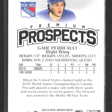2025 SkyBox Metal Universe Hockey Premium Prospects Gabe Perreault #PP-21 /