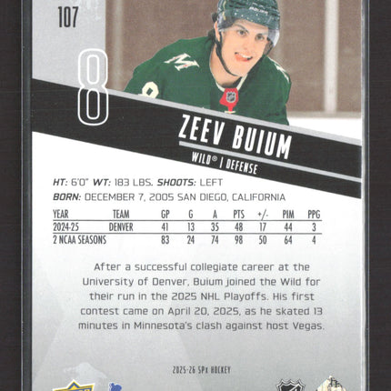 2026 Upper Deck SPx Rookies Zeev Buium #107