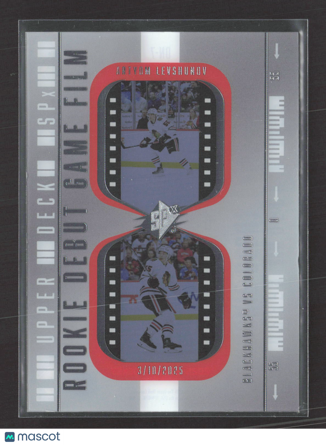 2026 Upper Deck SPx Rookie Debut Game Film Artyom Levshunov #DN-7