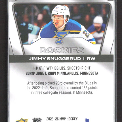 2025 Upper Deck MVP Hockey Jimmy Snuggerud #258 Foil
