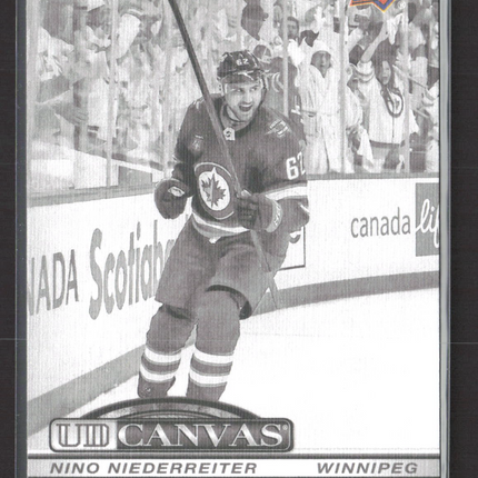 2025 Upper Deck Series 2 UD Canvas Nino Niederreiter #C-208 Black & White