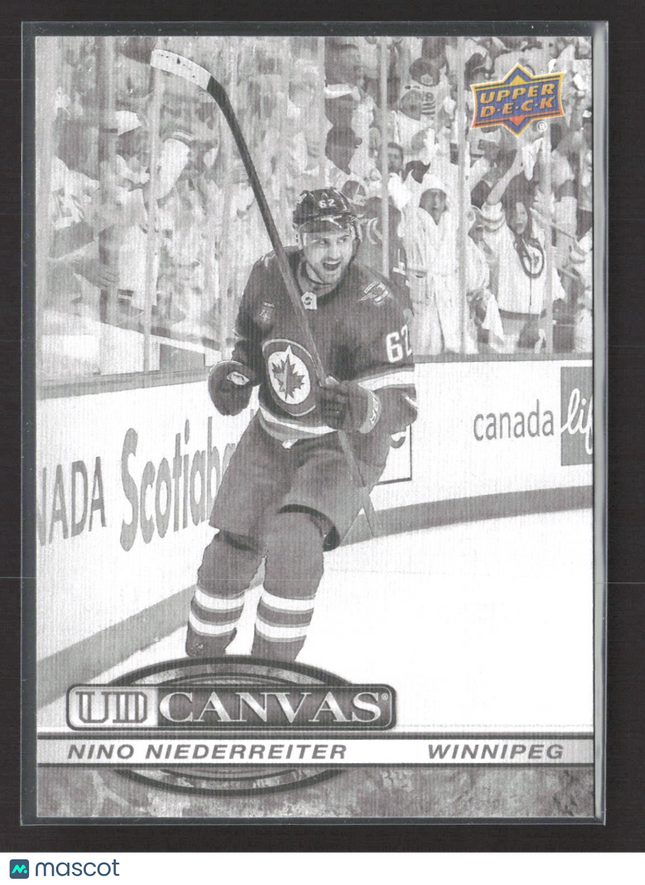 2025 Upper Deck Series 2 UD Canvas Nino Niederreiter #C-208 Black & White