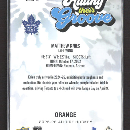 2026 Upper Deck Allure Hitting Their Groove Matthew Knies #HTG-3 Orange
