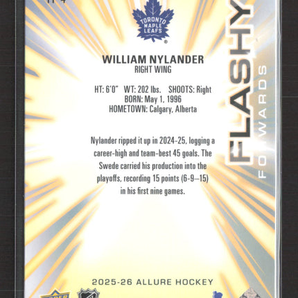 2026 Upper Deck Allure Flashy Forwards William Nylander #FF-4