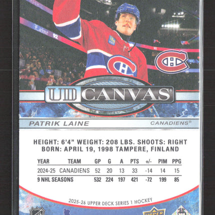 2025 Upper Deck Series 1 UD Canvas Patrik Laine #C-1