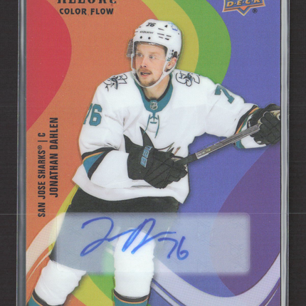 2022 Upper Deck Allure Color Flow Jonathan Dahlen #SF-74 Full Rainbow Auto 20/66