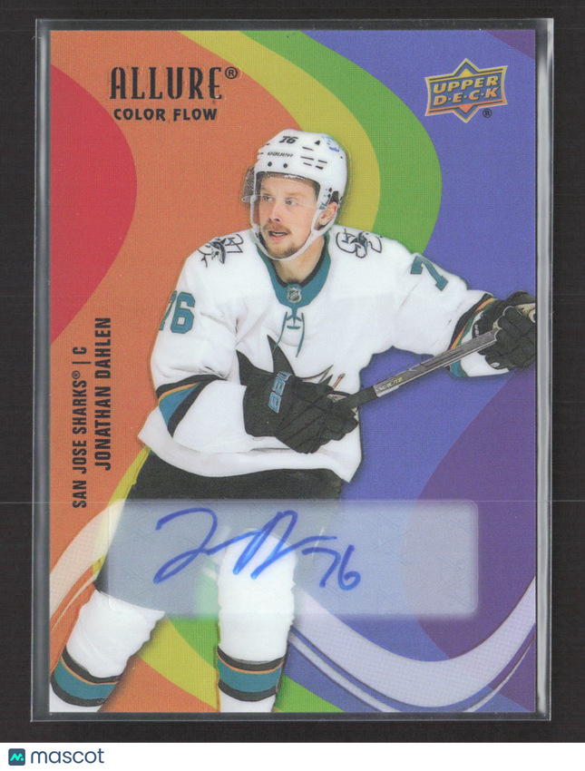 2022 Upper Deck Allure Color Flow Jonathan Dahlen #SF-74 Full Rainbow Auto 20/66
