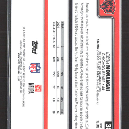 2025 Topps Chrome Kyle Monangai #382 Prizm RC
