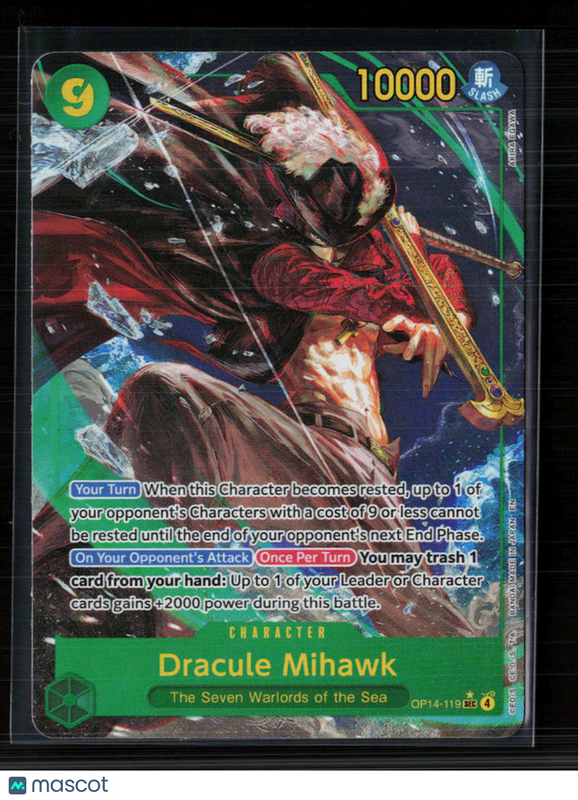 One Piece Card Game Dracule Mihawk - The Azure Sea's Seven SEC • OP14-119 Foil