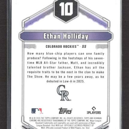 2026 Bowman Chrome Top 100 Ethan Holliday #BTP-10 Gold Refractor 19/50