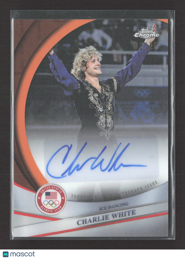 2026 Topps Chrome U.S. Olympics Charlie White #BCA-CWI Orange 08/25 Auto
