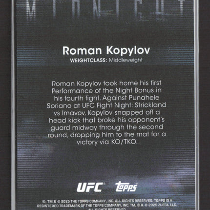 2025 Topps Midnight UFC Roman Kopylov #82 Green RC /125