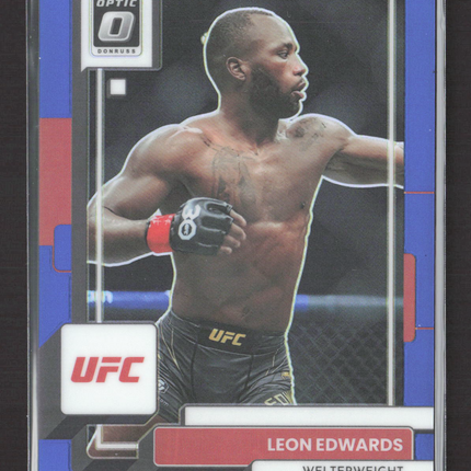 2023 Panini Donruss Optic UFC Leon Edwards #3 Blue Velocity 08/99