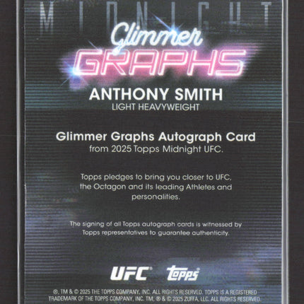 2025 Topps Midnight UFC Glimmer Graphs Anthony Smith #GRG-AS Auto
