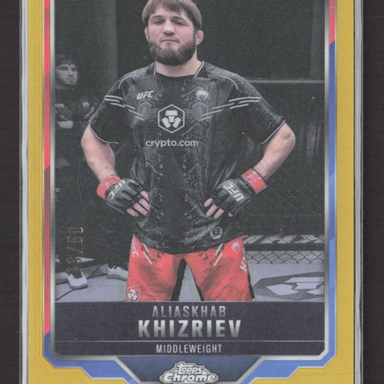 2025 Topps Chrome UFC Aliaskhab Khizriev #196 Gold Refractor 13/50