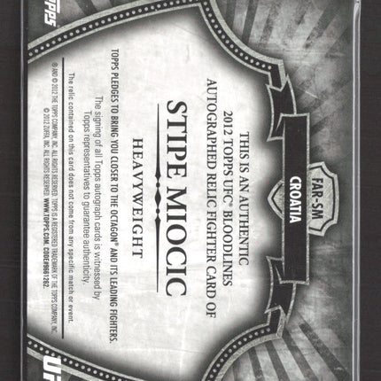 2012 Topps UFC Bloodlines Stipe Miocic #FAR-SM Relic 009/279 Auto