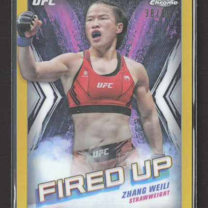 2024 Topps Chrome UFC Fired Up Zhang Weili #FDP-5 Gold Refractor 38/50