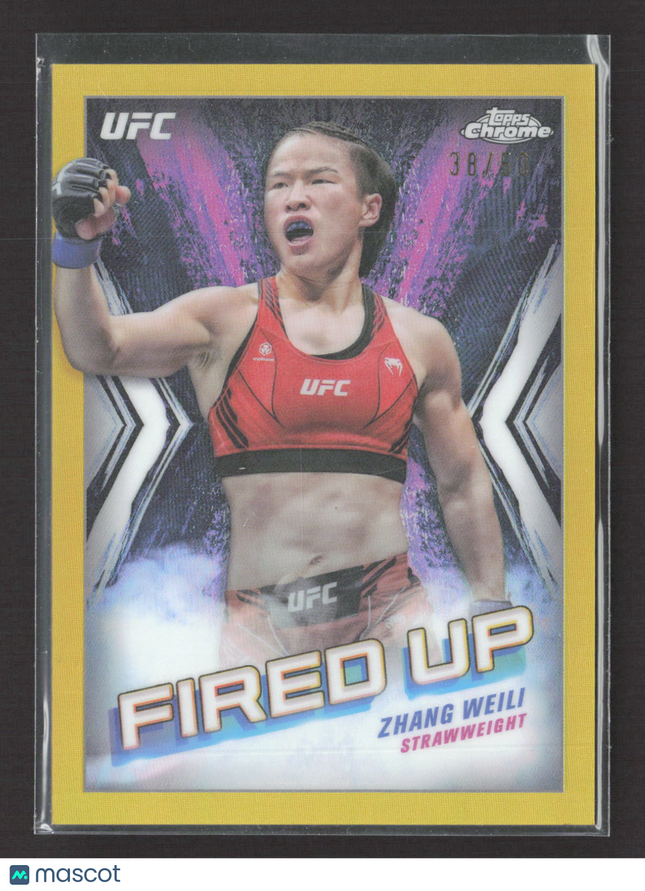 2024 Topps Chrome UFC Fired Up Zhang Weili #FDP-5 Gold Refractor 38/50
