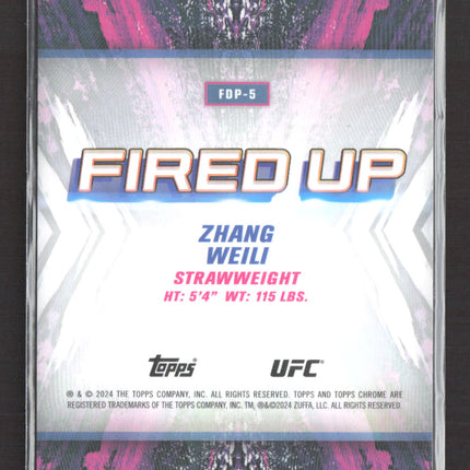 2024 Topps Chrome UFC Fired Up Zhang Weili #FDP-5 Gold Refractor 38/50