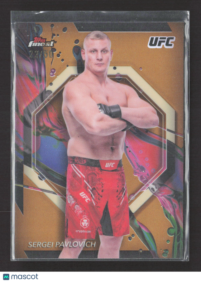 2024 Topps Finest UFC Sergei Pavlovich #88 Gold Refractor 22/50