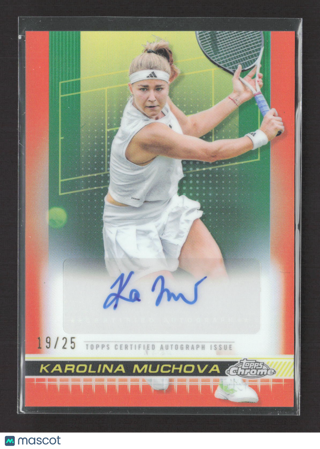 2024 Topps Chrome Tennis Karolina Muchova #TCA-KMA Orange Refractor 19/25 Auto