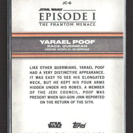 2023 Topps Chrome Star Wars Sapphire Jedi Council #JC-6 Yarael Poof Red
