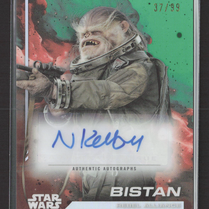 2023 Topps Chrome Star Wars Nick Kellington As Bistan Green Auto 37/99 #AU-KL