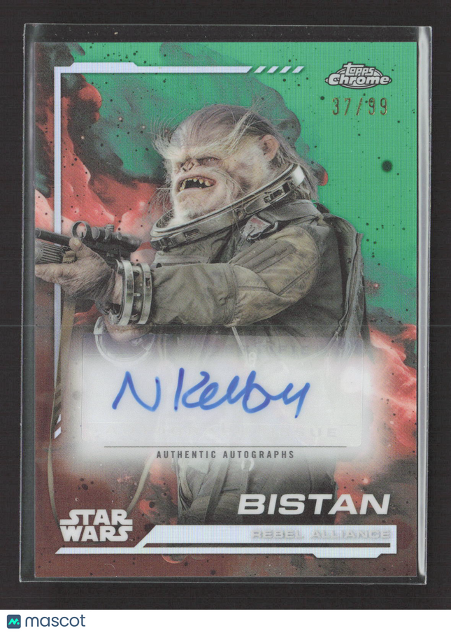 2023 Topps Chrome Star Wars Nick Kellington As Bistan Green Auto 37/99 #AU-KL