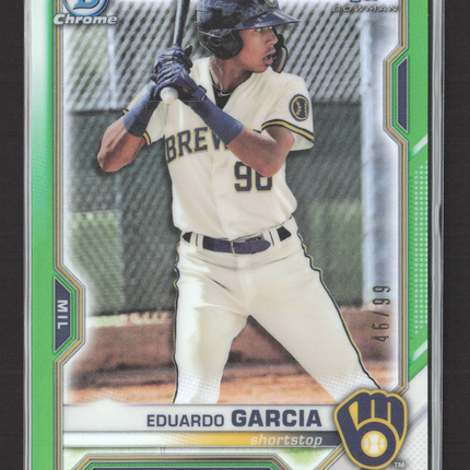 2021 Bowman Chrome Eduardo Garcia #BCP-191 Green Refractor 46/99