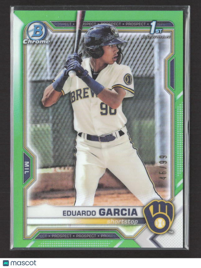 2021 Bowman Chrome Eduardo Garcia #BCP-191 Green Refractor 46/99