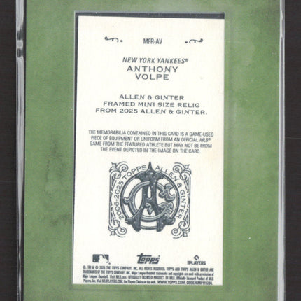 2025 Topps Allen & Ginter Anthony Volpe #MFR-AV Framed Mini Jersey Relic