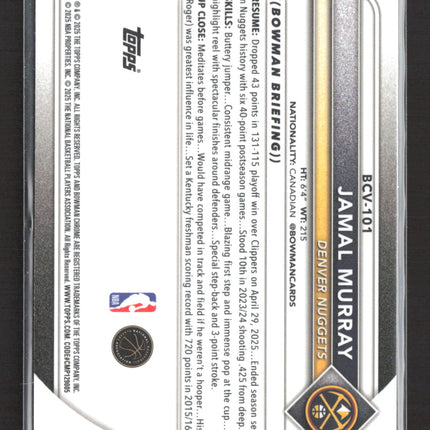 2025 Topps Bowman Chrome Jamal Murray #BCV-101 Green Mojo Refractor 06/99