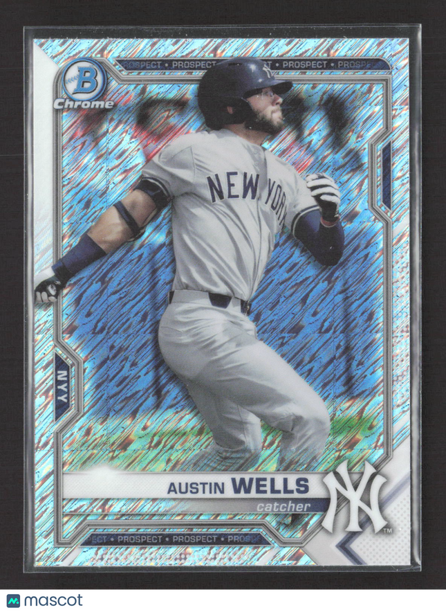 2021 Bowman Chrome Austin Wells #BCP-214 Shimmer Refractor