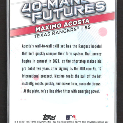 2021 Bowman Chrome 40-Man Futures Maximo Acosta #FMF-16 Atomic Refractor /150