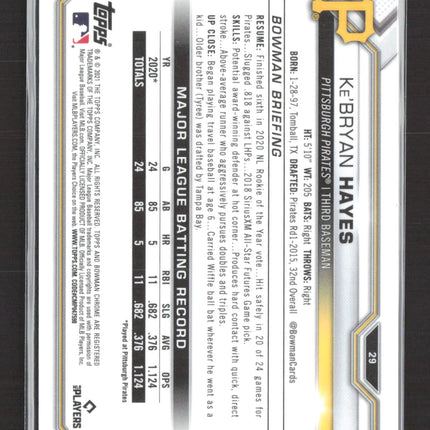 2021 Topps Bowman Chrome Ke'Bryan Hayes #29 Pink RC 290/299