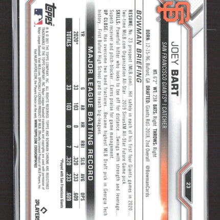 2021 Bowman Chrome Joey Bart #23 RC Refractor