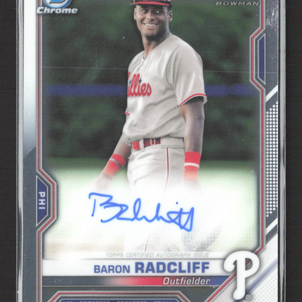 2021 Topps Bowman Chrome Baron Radcliff #CPA-BRA 1st Bowman Auto