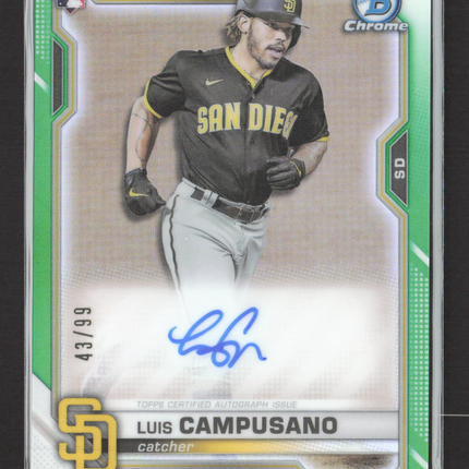 2021 Bowman Chrome Luis Campusano #BCRA-LC Green 43/99 RC Auto