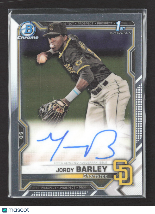 2021 Bowman Chrome Jordy Barley #CPA-JBA 1st Bowman Auto