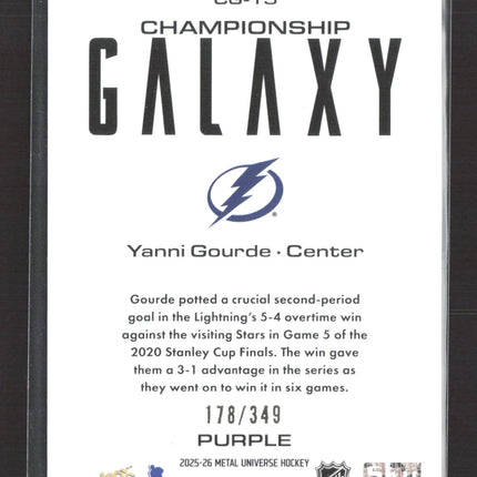 2026 SkyBox Metal Universe Championship Galaxy Yanni Gourde #CG-15 Purple /349