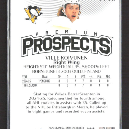2026 SkyBox Metal Universe Premium Prospects Ville Koivunen #PP-20