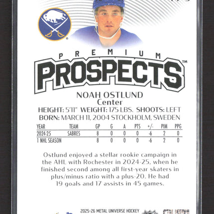 2026 SkyBox Metal Universe Premium Prospects Noah Ostlund #PP-5