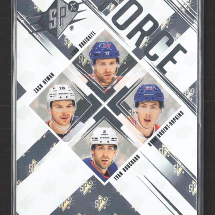2025 UD SPx Force Evan Bouchard Ryan Nugent-Hopkins Zach Hyman Leon Draisaitl