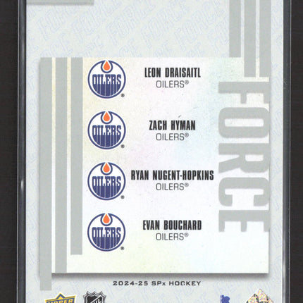 2025 UD SPx Force Evan Bouchard Ryan Nugent-Hopkins Zach Hyman Leon Draisaitl