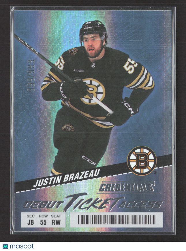 2024 Upper Deck Credentials Debut Ticket Access Justin Brazeau #148 999/999