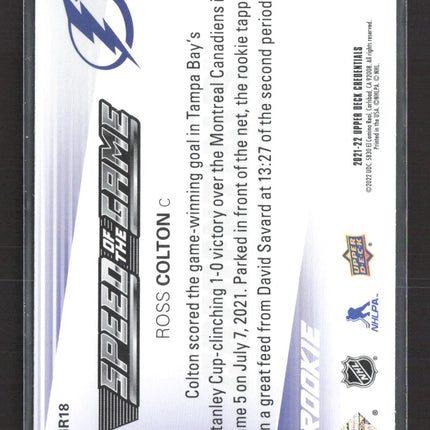 2022 Upper Deck Credentials Speed of the Game Ross Colton #SGR18