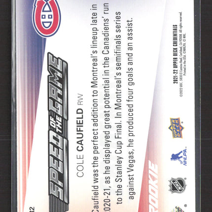2022 Upper Deck Credentials Speed of the Game Cole Caufield #SGR2