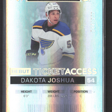 2022 Upper Deck Credentials Debut Ticket Access Dakota Joshua #88 /999