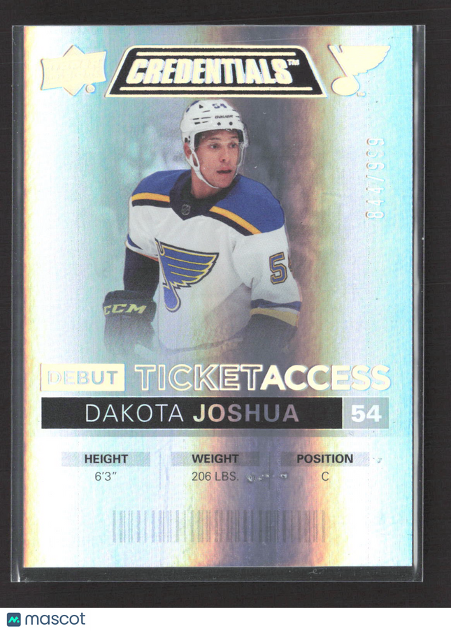2022 Upper Deck Credentials Debut Ticket Access Dakota Joshua #88 /999